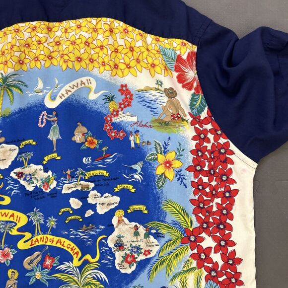 Tommy Hilfiger The Hawaiian Islands Shirt Mens XL Navy Blue Tropical Aloha FS - Picture 13 of 14